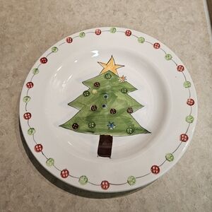 Set of 4 Tabletops Gallery Button Christmas Tree Plates
